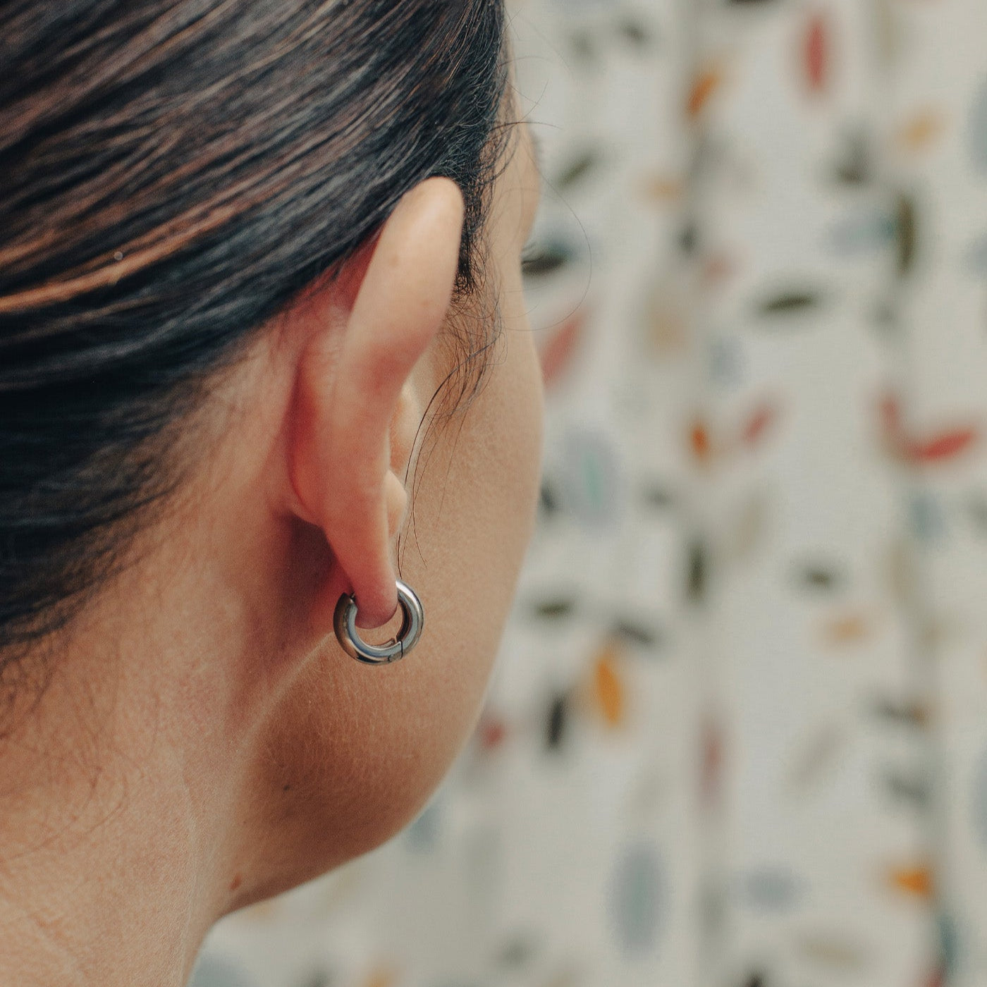Silver Small Leverback Bold Hoop Earrings
