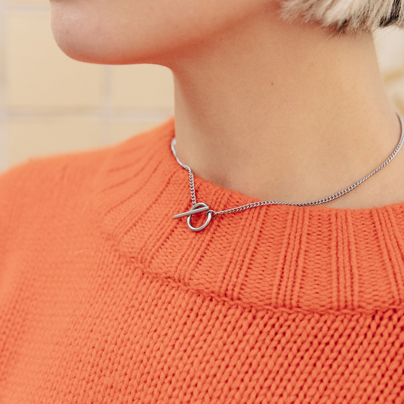 Silver Herringbone Toggle