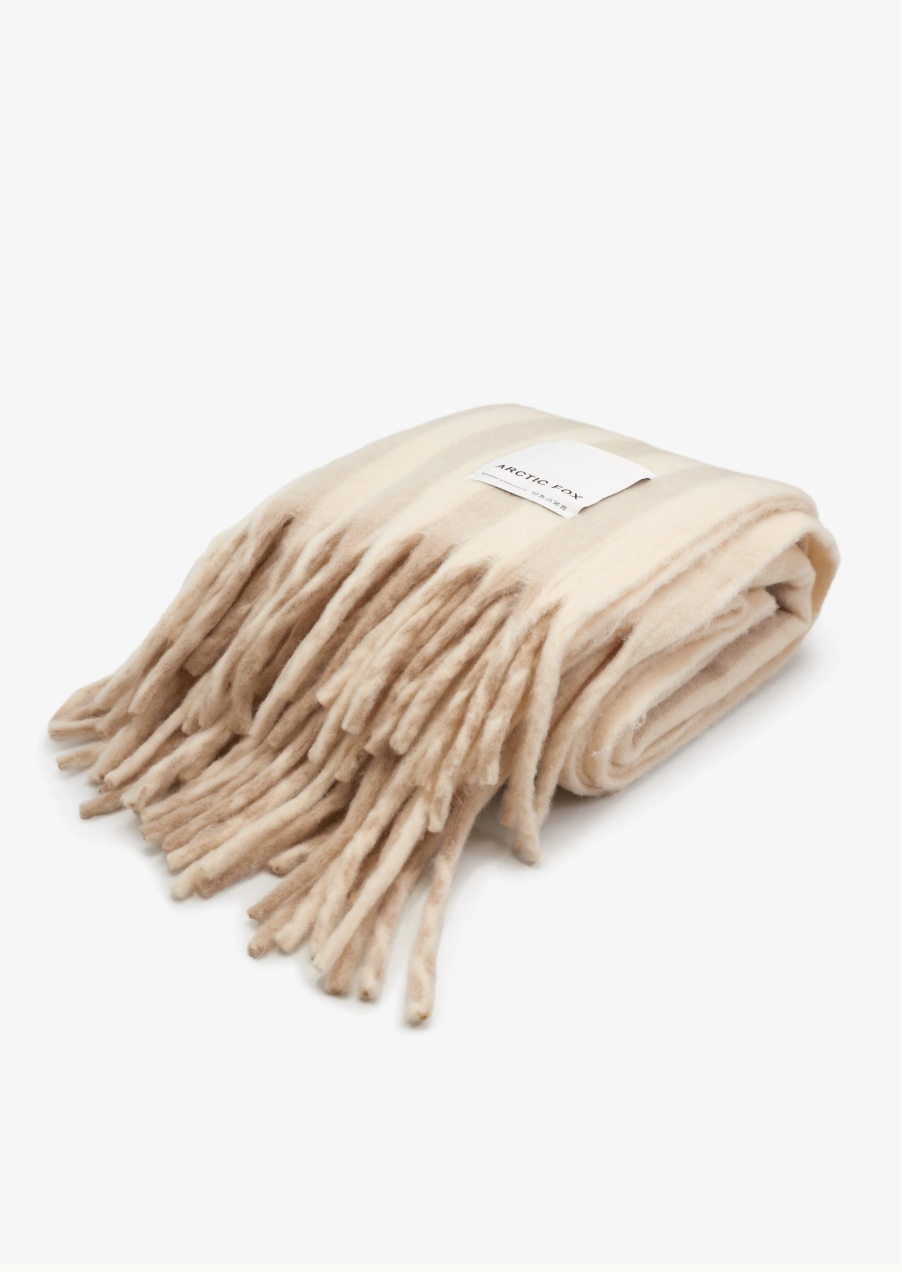 The Wool Stripe Throw - Arctic Fox