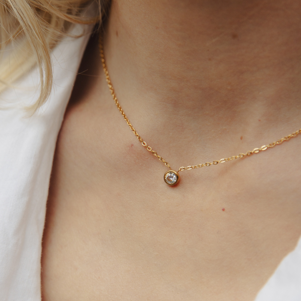 Nordic Muse Gold Dainty Stone Necklace