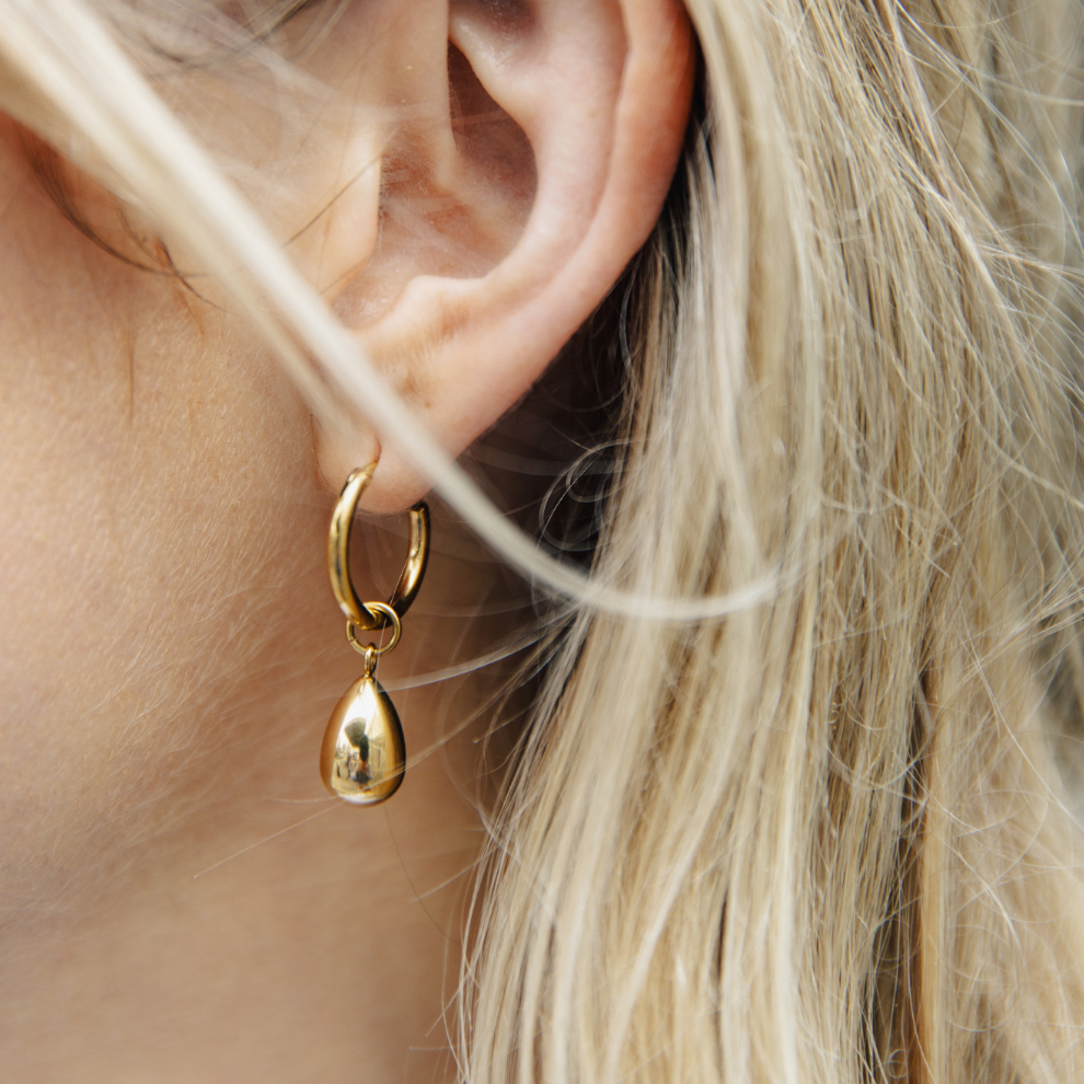 Nordic Muse Gold Drop Hoop Earrings