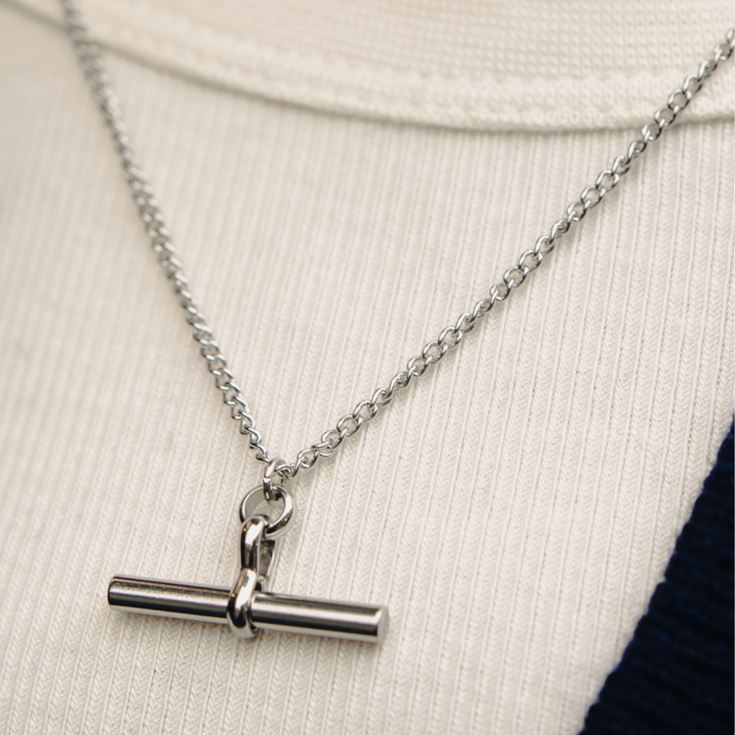 Nordic Muse Silver T-Bar Chain Necklace