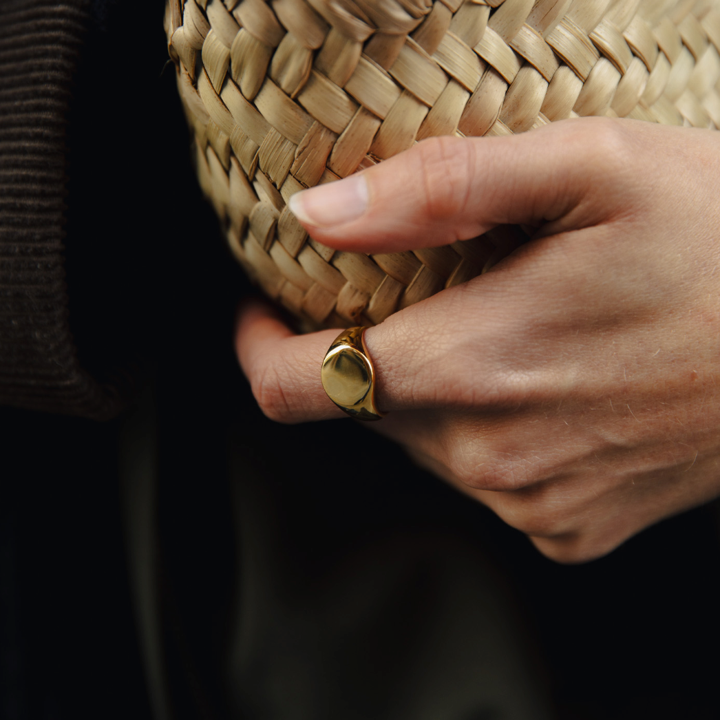 Nordic Muse Gold Round Signet Ring