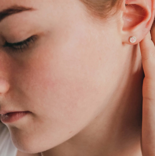 Coral & Mint Duo Studs with Pink and Cream Enamel