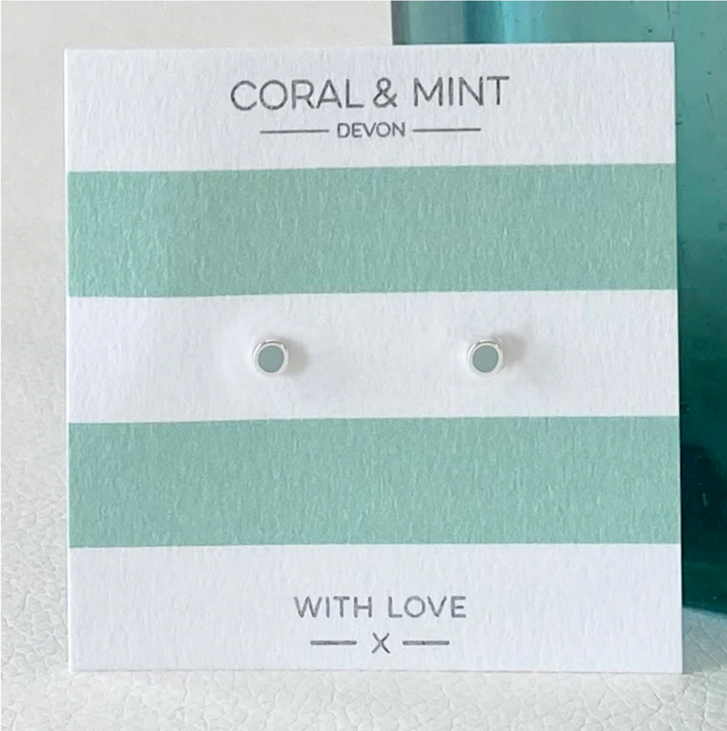 Coral & Mint Mini Pastel Blue Enamel Studs