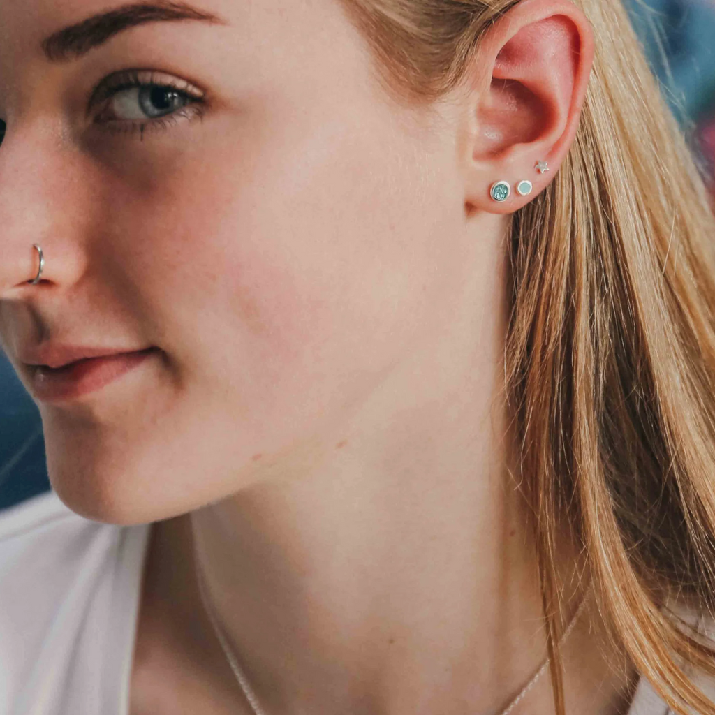 Coral & Mint Mini Pastel Blue Enamel Studs