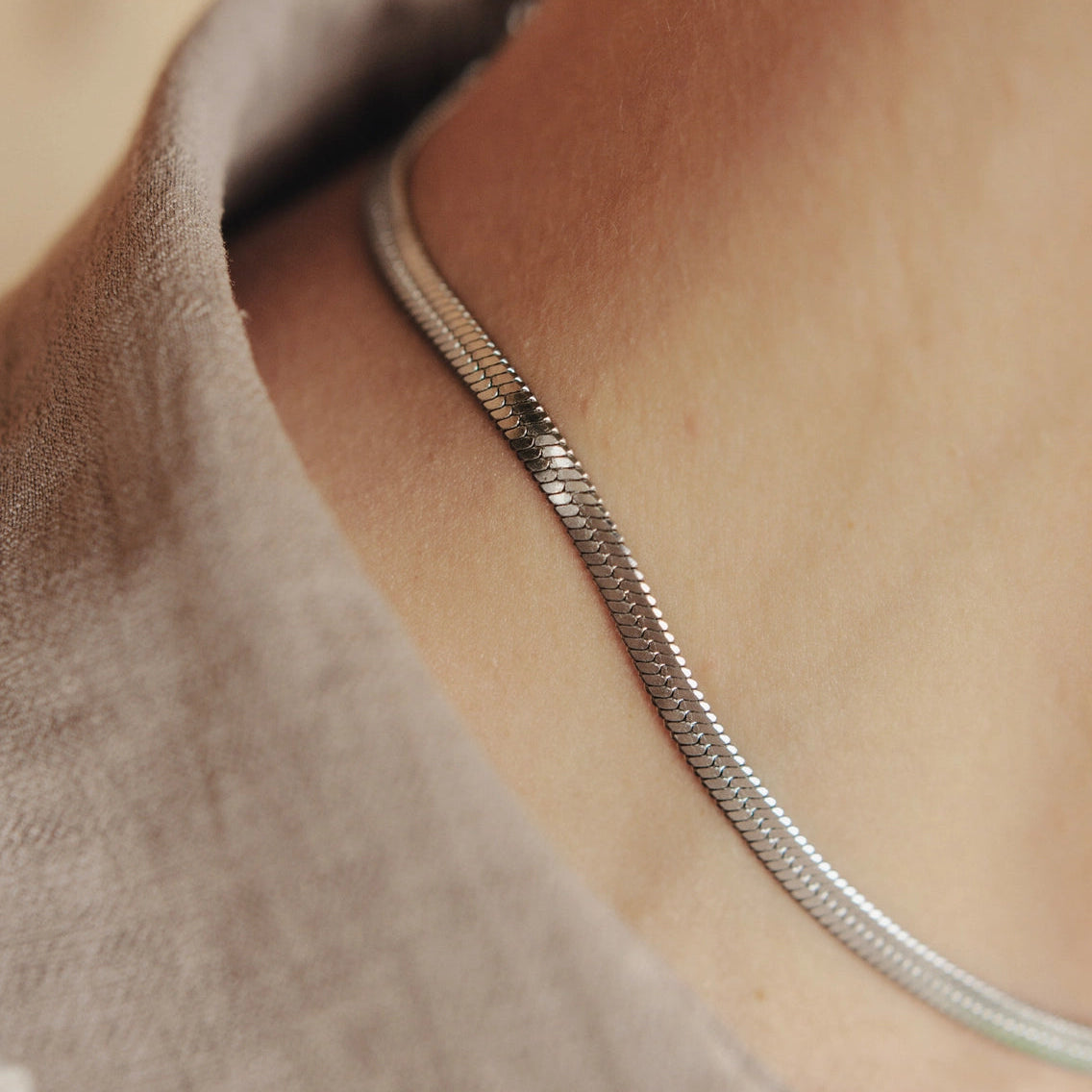 Nordic Muse Silver Snake Chain Choker Necklace