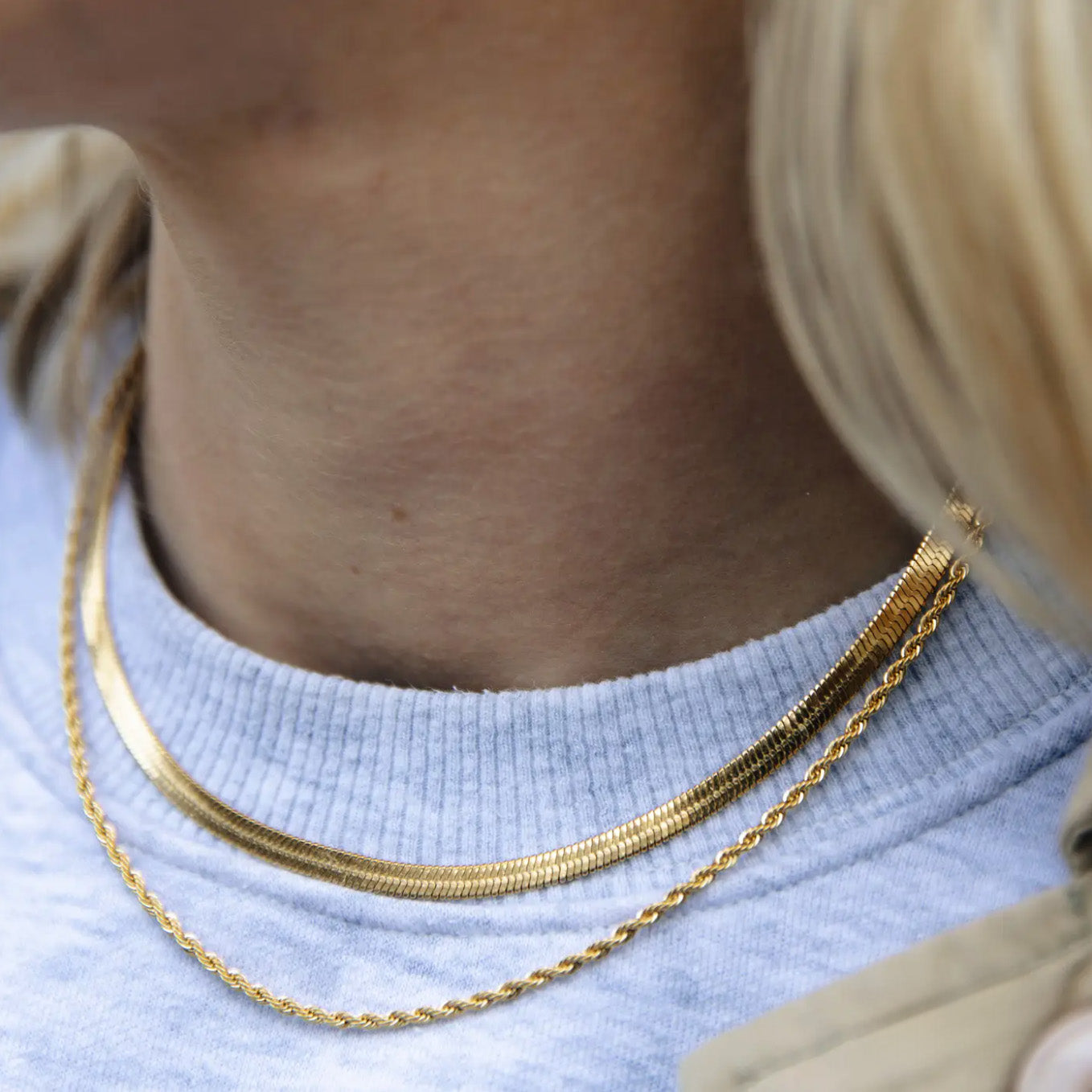 Nordic Muse Gold Double Layer Feature Necklace