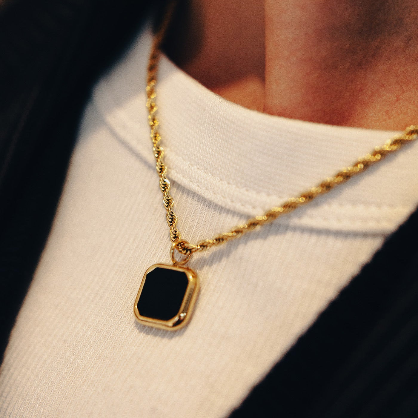 Nordic Muse Gold Rope Chain Pendant Necklace