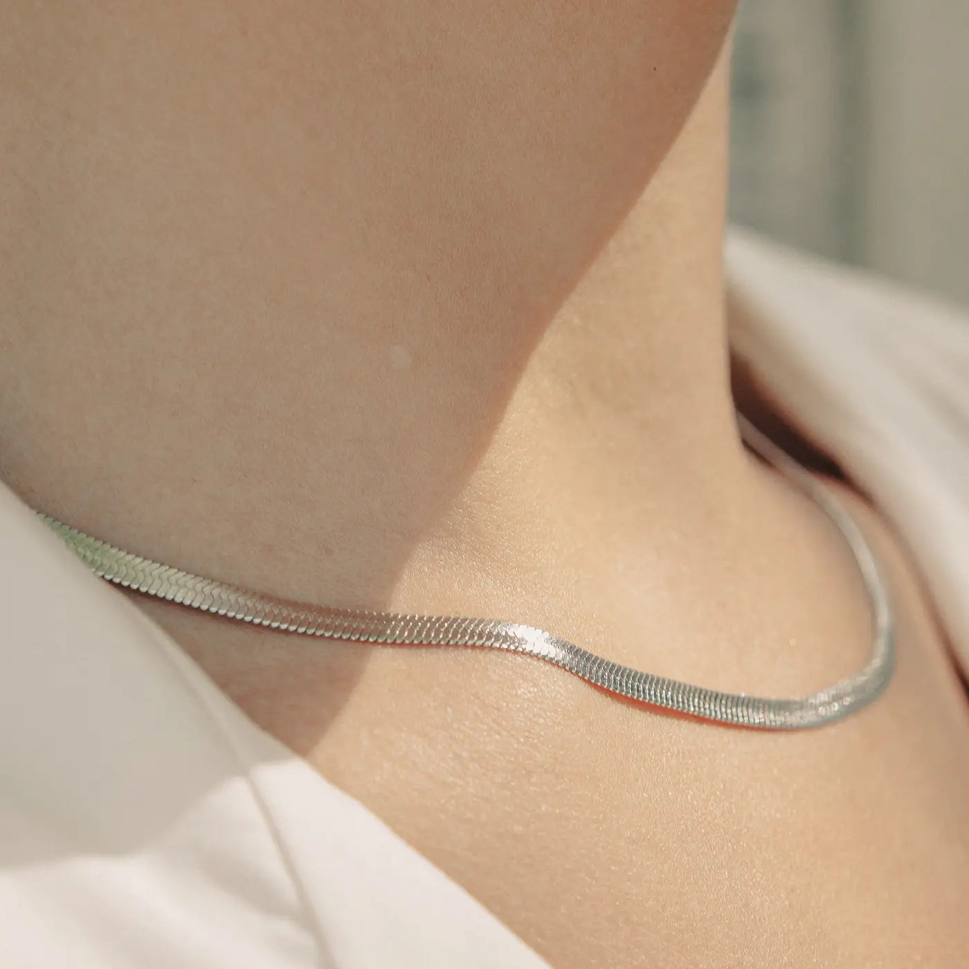 Nordic Muse Silver Snake Chain Choker Necklace